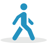 Illustrated icon of a person walking