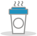 Illustrated icon of a takeaway coffee cup