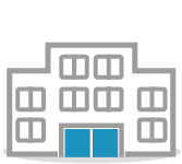 Illustrated icon showing a generic community building
