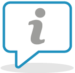 Illustrated icon of a speech bubble containing an information symbol