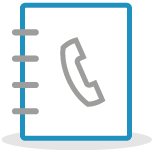 Illustrated icon of an old fashioned address book