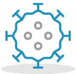 Illustrated icon of a single Covid_19 virus