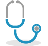 Illustrated icon of a stethoscope