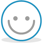 Illustrated icon of a stylised happy face