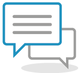 Illustrated icon of 2 speech bubbles