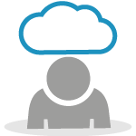 Illustrated icon of an unhappy human figure with a cloud above their head