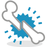 Illustrated icon of a broken bone