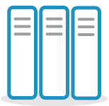 Illustrated icon image of 3 document files