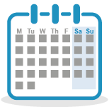 Illustrated icon of a calendar with the weekends highlighted