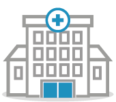 Illustrated icon of a generic hospital building