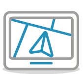 Illustrated icon of a car sat nav screen