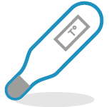 Illustrated icon showing a digital thermometer