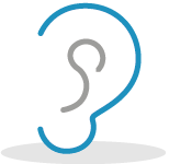Illustrated icon of a human ear