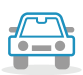 Illustrated icon of a small family car