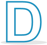 Icon showing the letter D