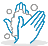 Icon style image of hands and soap bubbles