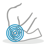 Sketch of body part with target over elbow