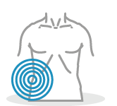 Sketch of body part with target over hip