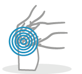 Sketch of body part with target over knee