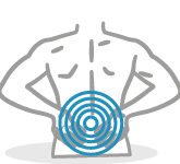 Sketch of body part with target over lower back