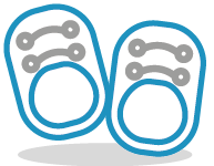 Icon style image of baby shoes
