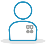 Icon style top half of a figure, wearing medals