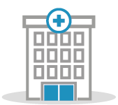 Icon style image of a hospital building