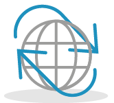 Icon style globe with band around it