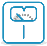 Icon style image of scales showing low weight