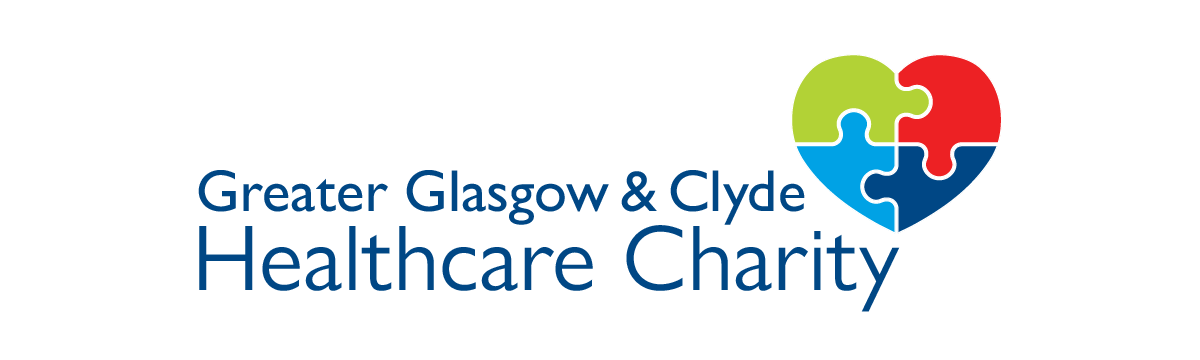 Greater Glasgow & Clyde Healthcare Charity logo. A heart split into four jigsaw sections, each a different colour