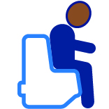 Stick figure sitting on toilet looking uncomfortable