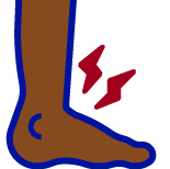 Icon of foot with pain marks at ankle