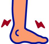 Icon of foot with pain marks at foot