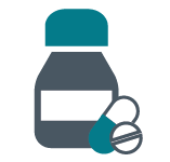 Illustrated icon of a blister pack of tablets and a medicine bottle containing capsules