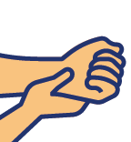 Icon of hand grasping the wrist of the other arm