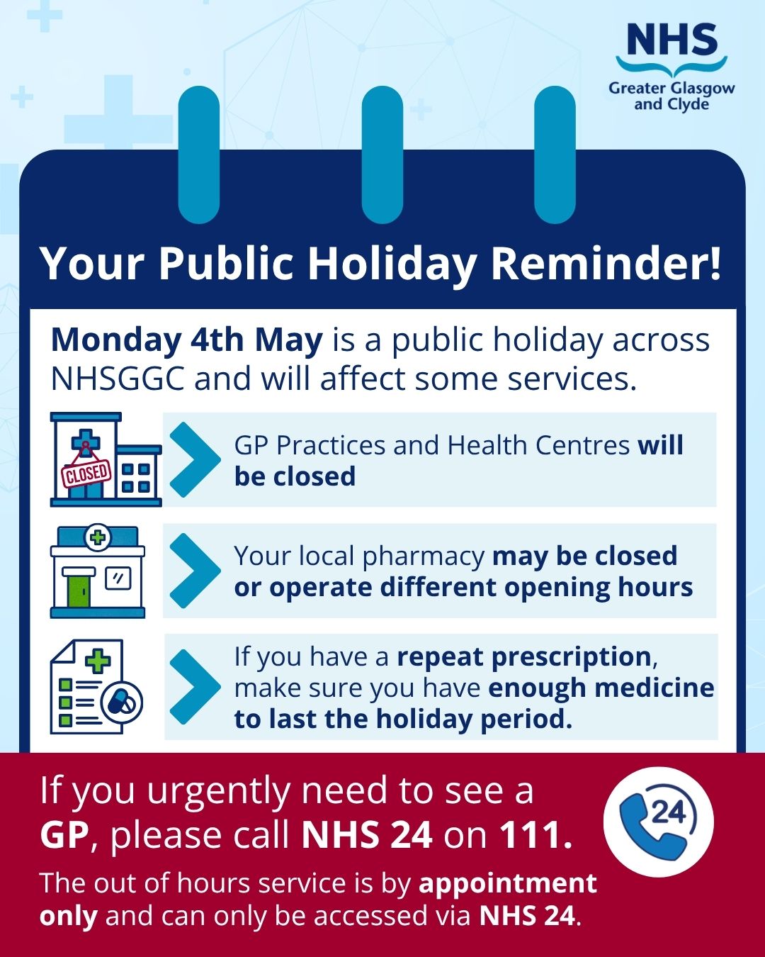 Early May public holiday reminder