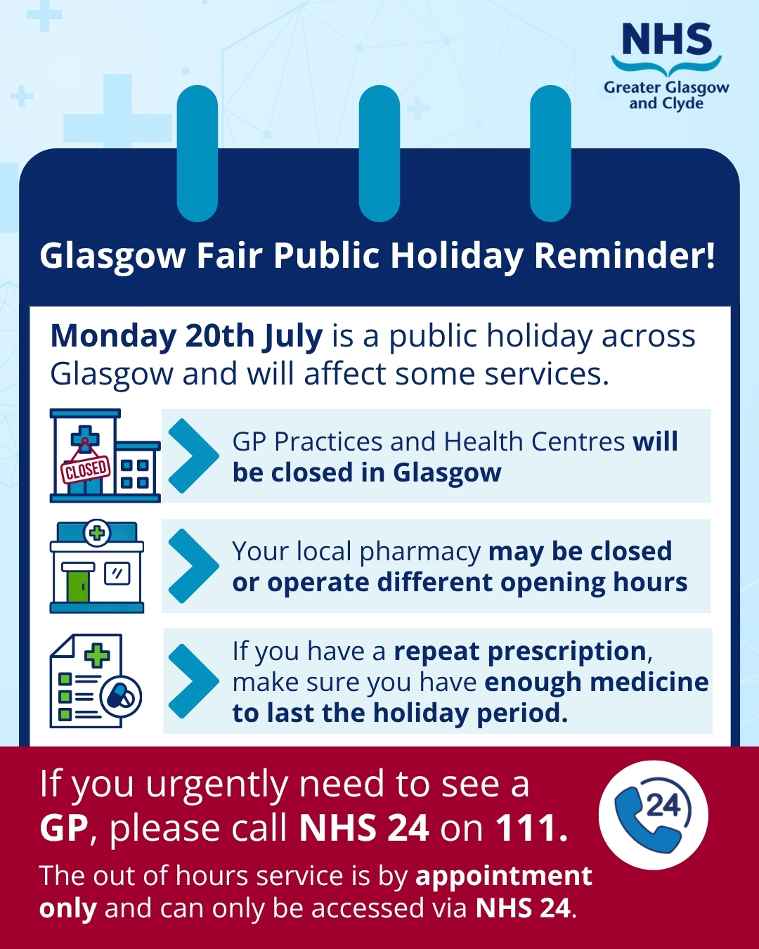 Glasgow Fair public holiday reminder