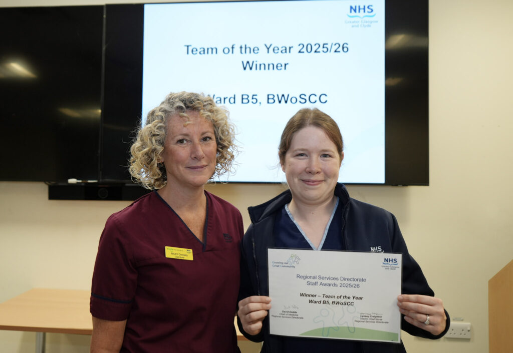 Winners of Team of the Year at the regional services awards event.