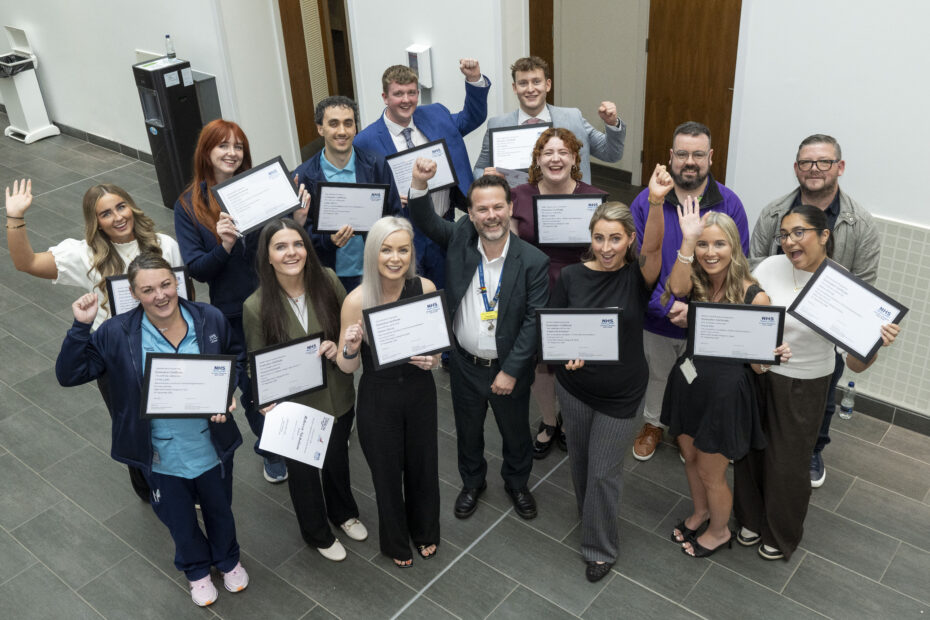 Group of new staff members at the NHSGGC Apprenticeship Awards
