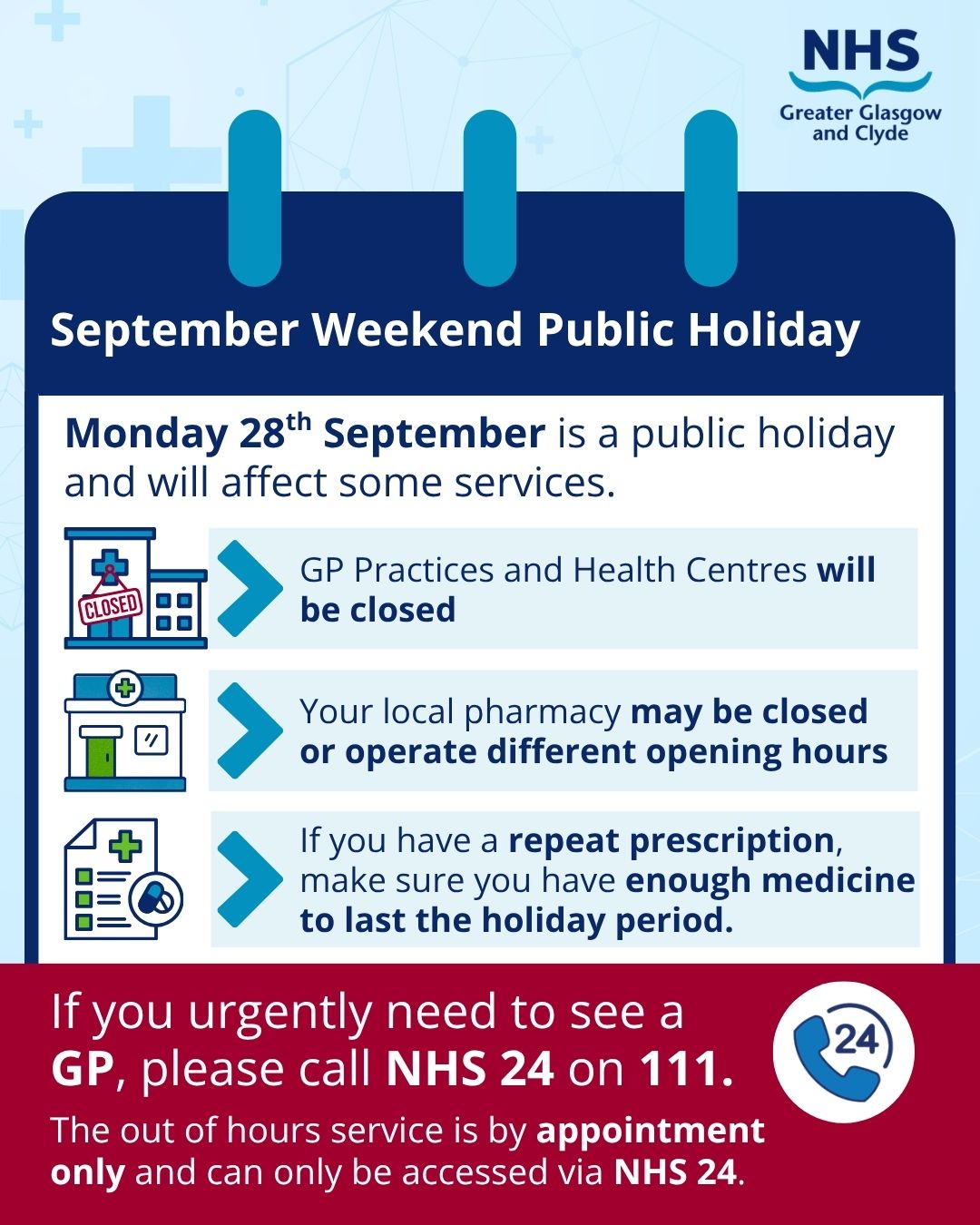 September weekend public holiday reminder